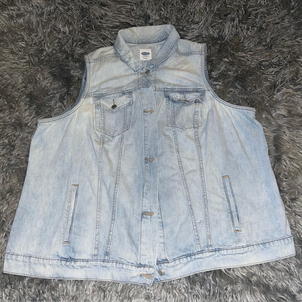 Old Navy Light Wash Denim Vest sz 4x - Picture 10 of 14